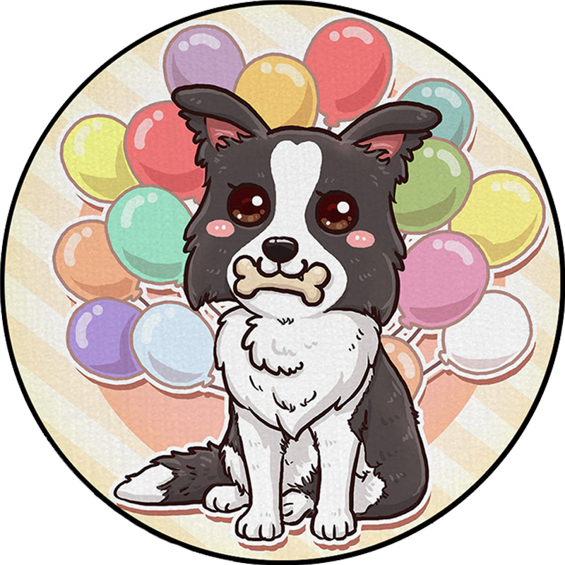 Vivolux | Schöner Kinderteppich in Pink und Gelb Tier Hund Banane Ballon Muster Teppich Polyester Waschbar Teppich für das Kinderzimmer