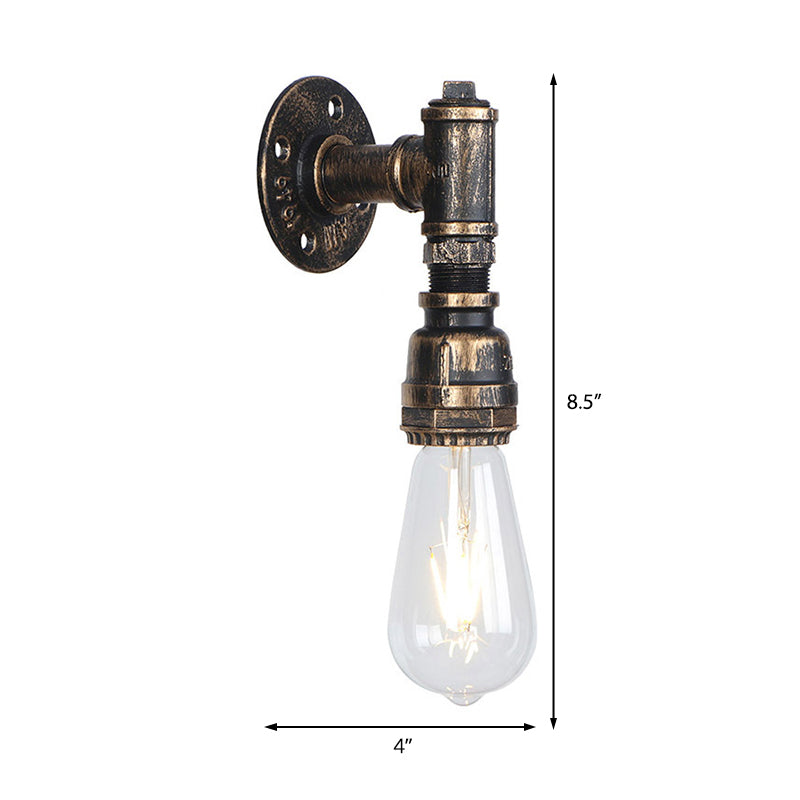 Vivolux | 1 Glühbirne Wand Sconce Beleuchtung mit Wasserrohr Metall Schirm Rustikal Industrie Wohnzimmer Wandlampe in Bronze