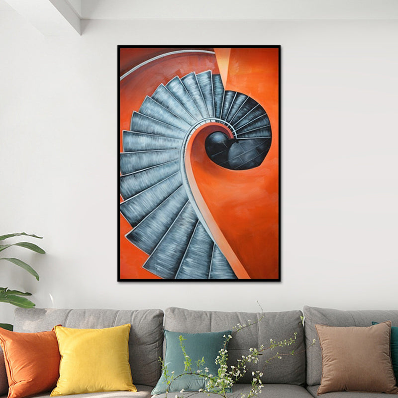 Vivolux | Orange Spiral Staircase Canvas Art Architektur Nordic Texturierte Oberfläche Wanddeko
