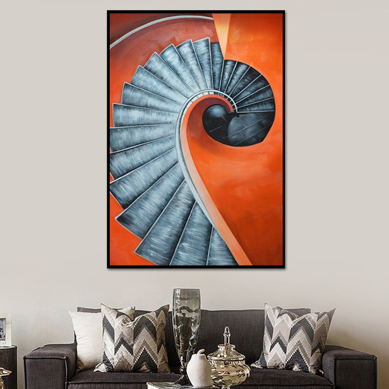 Vivolux | Orange Spiral Staircase Canvas Art Architektur Nordic Texturierte Oberfläche Wanddeko