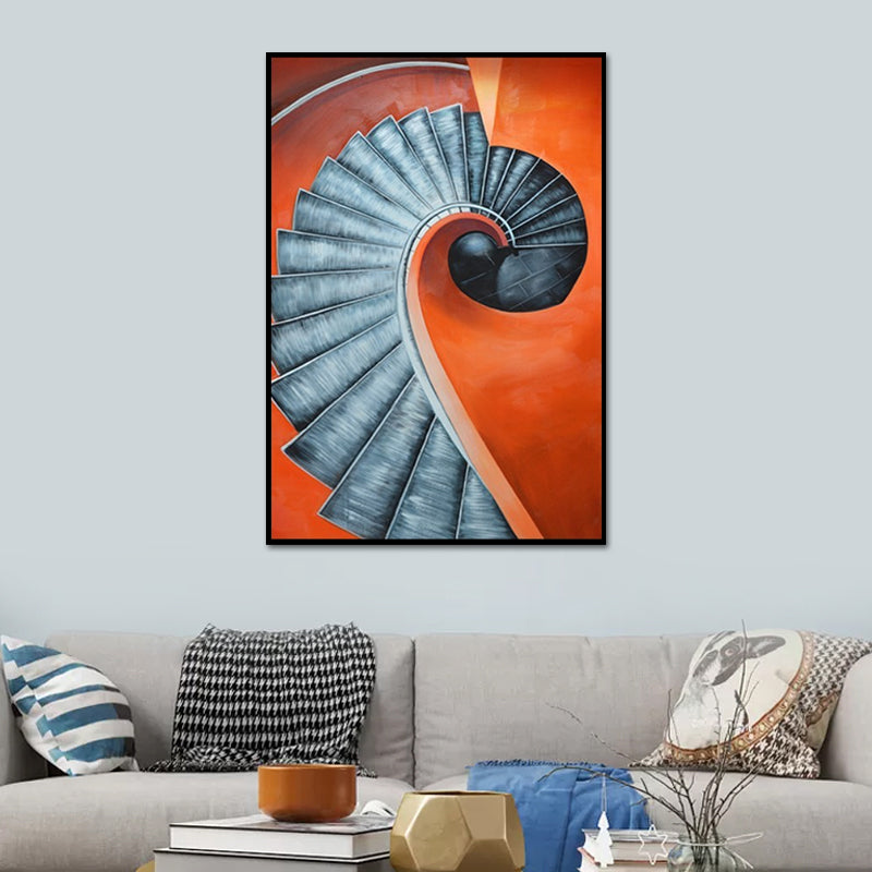 Vivolux | Orange Spiral Staircase Canvas Art Architektur Nordic Texturierte Oberfläche Wanddeko