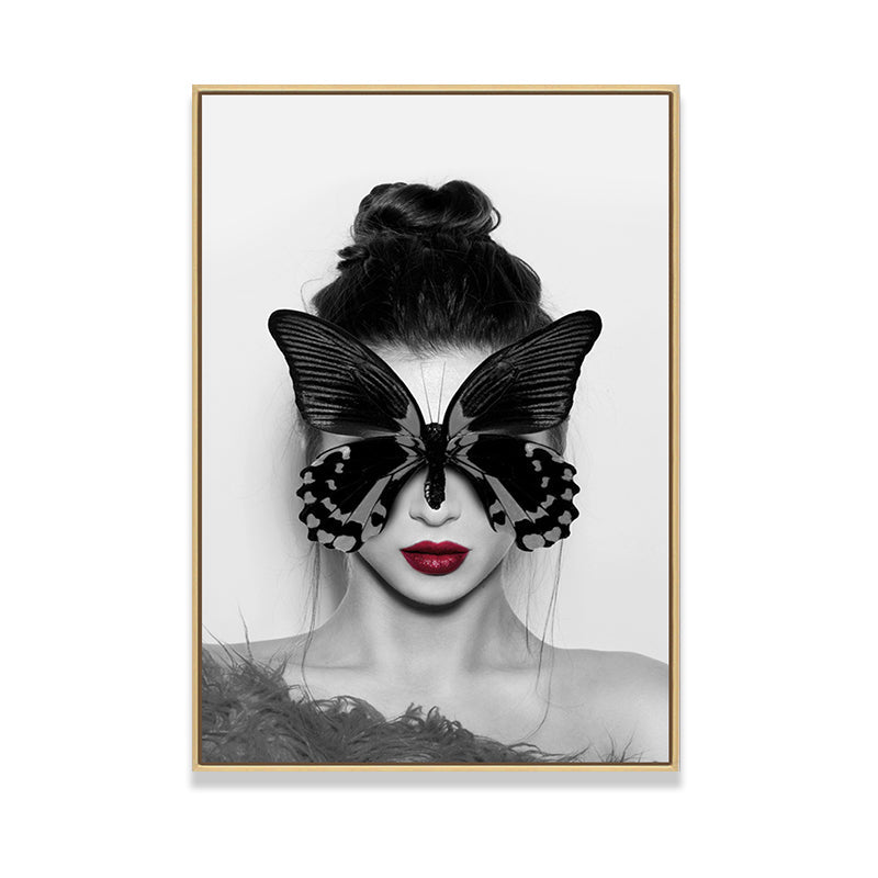 Vivolux | Stijlvolle vrouw met masker canvas voor meisjeskamer, lichte kleur, gestructureerd oppervlak