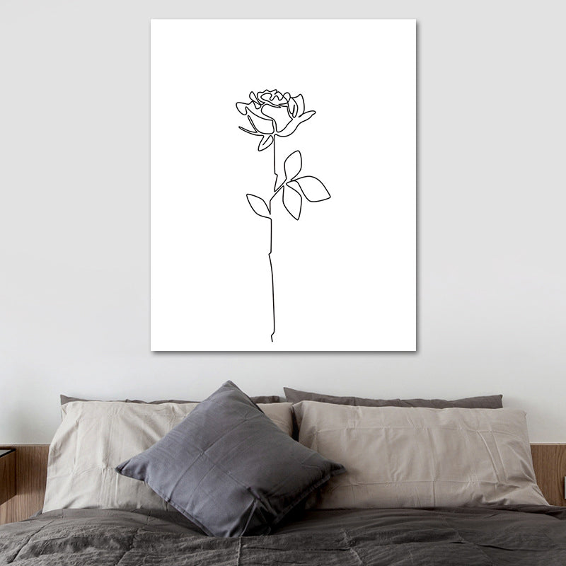 Vivolux | Nordic Style Blumenblüte Malerei in weißer strukturierter Wanddekoration für das Esszimmer