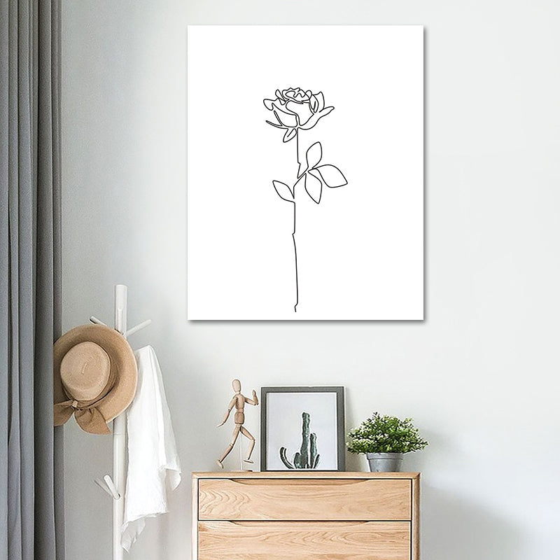 Vivolux | Nordic Style Blumenblüte Malerei in weißer strukturierter Wanddekoration für das Esszimmer