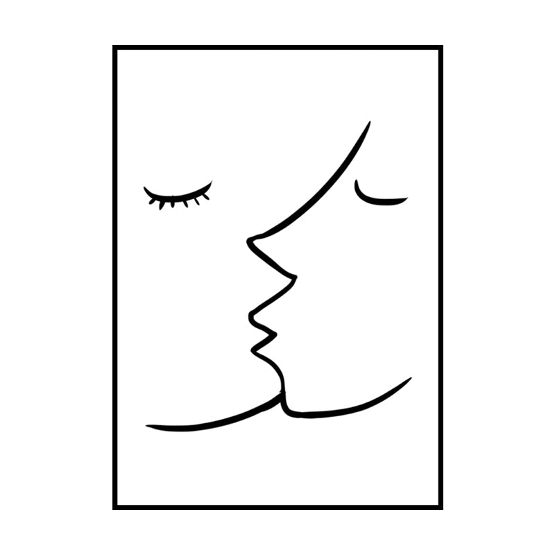 Vivolux | Textured Two Kissing Characters Painting Skandinavischer Stil Leinwand Wandkunst Druck