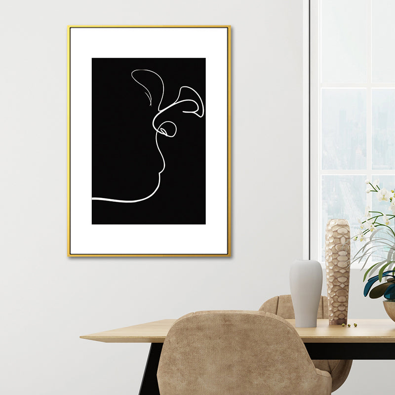 Vivolux | Schwarze Figuren-Porträt-Leinwand Bleistift Nordic Stil Texturiertes Wandkunst-Druck für Spielzimmer