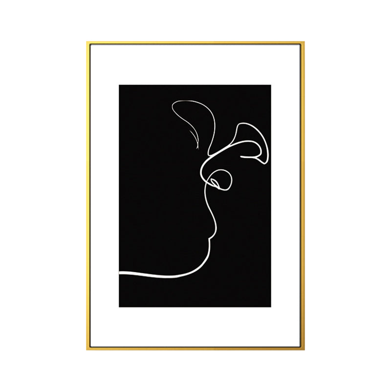 Vivolux | Schwarze Figuren-Porträt-Leinwand Bleistift Nordic Stil Texturiertes Wandkunst-Druck für Spielzimmer