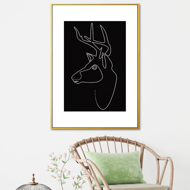 Vivolux | Schwarze Figuren-Porträt-Leinwand Bleistift Nordic Stil Texturiertes Wandkunst-Druck für Spielzimmer
