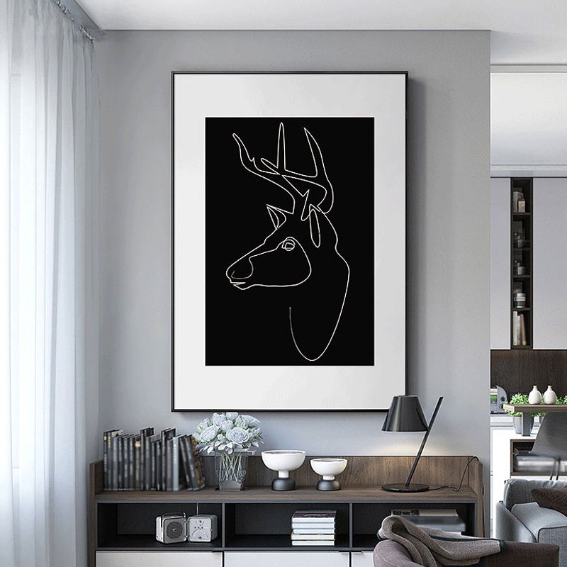 Vivolux | Schwarze Figuren-Porträt-Leinwand Bleistift Nordic Stil Texturiertes Wandkunst-Druck für Spielzimmer