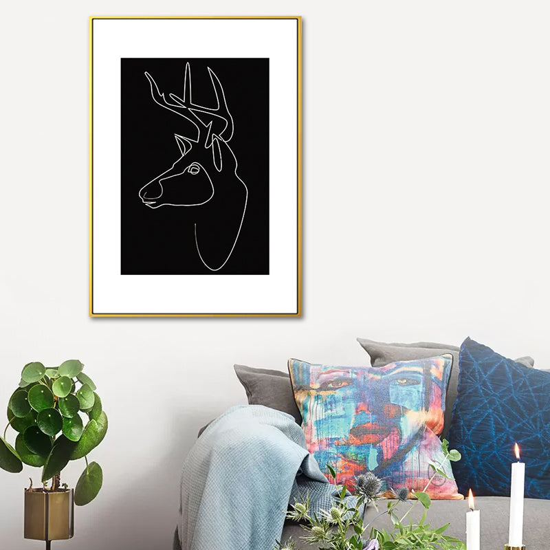 Vivolux | Schwarze Figuren-Porträt-Leinwand Bleistift Nordic Stil Texturiertes Wandkunst-Druck für Spielzimmer
