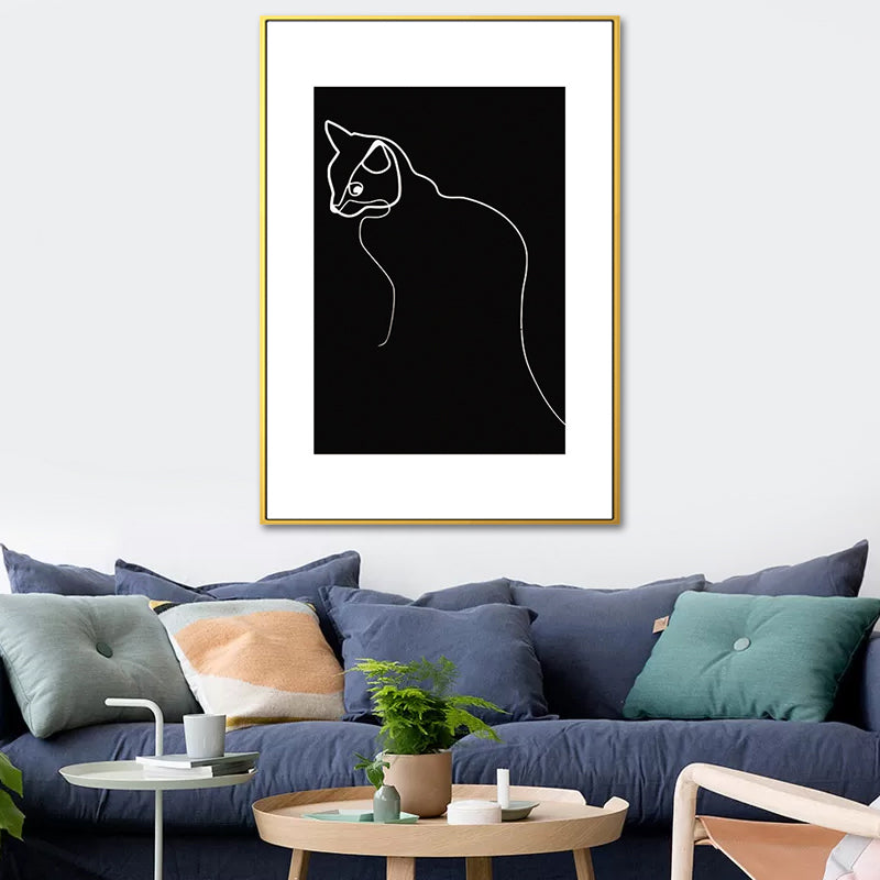 Vivolux | Schwarze Figuren-Porträt-Leinwand Bleistift Nordic Stil Texturiertes Wandkunst-Druck für Spielzimmer