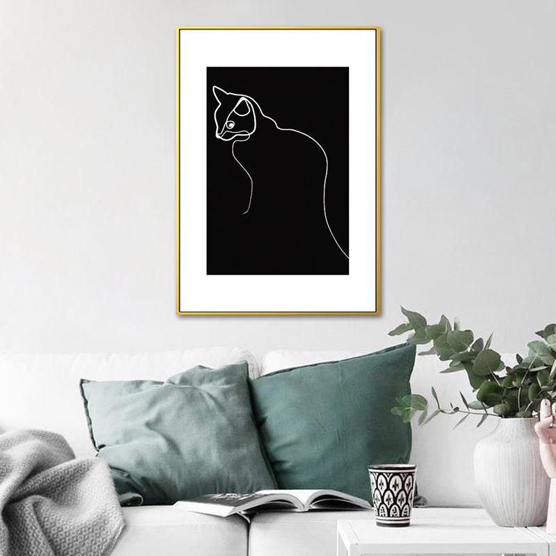 Vivolux | Schwarze Figuren-Porträt-Leinwand Bleistift Nordic Stil Texturiertes Wandkunst-Druck für Spielzimmer