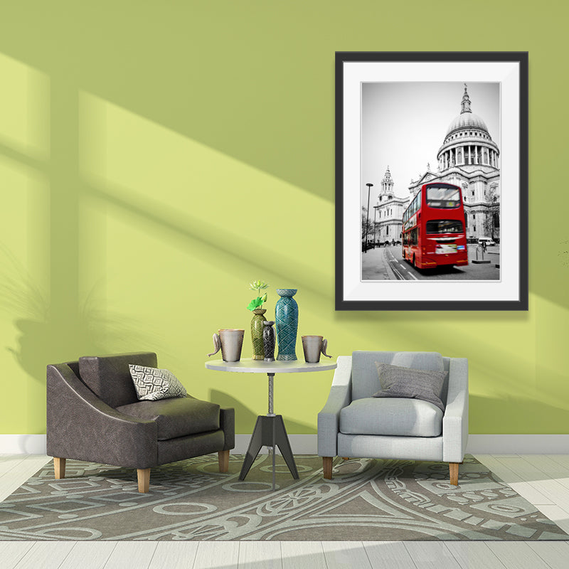 Vivolux | Urban London Street View Canvas Art Pastellfarben Dekor Bus und Architektur Druck Wanddekoration