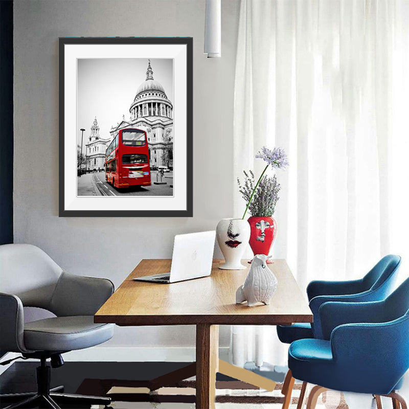 Vivolux | Urban London Street View Canvas Art Pastellfarben Dekor Bus und Architektur Druck Wanddekoration
