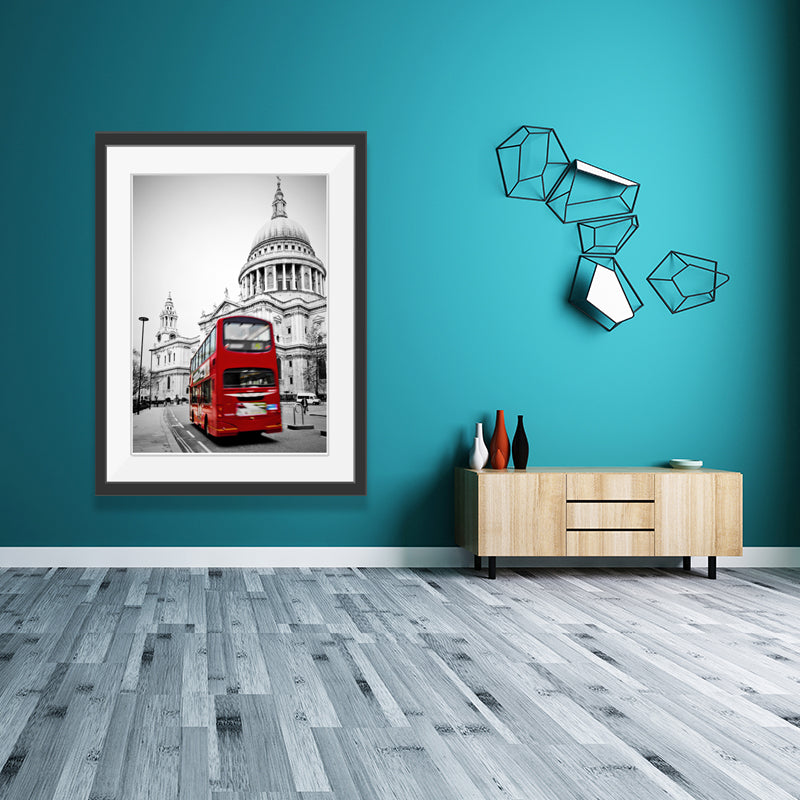 Vivolux | Urban London Street View Canvas Art Pastellfarben Dekor Bus und Architektur Druck Wanddekoration