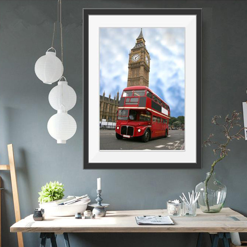 Vivolux | Urban London Street View Canvas Art Pastellfarben Dekor Bus und Architektur Druck Wanddekoration
