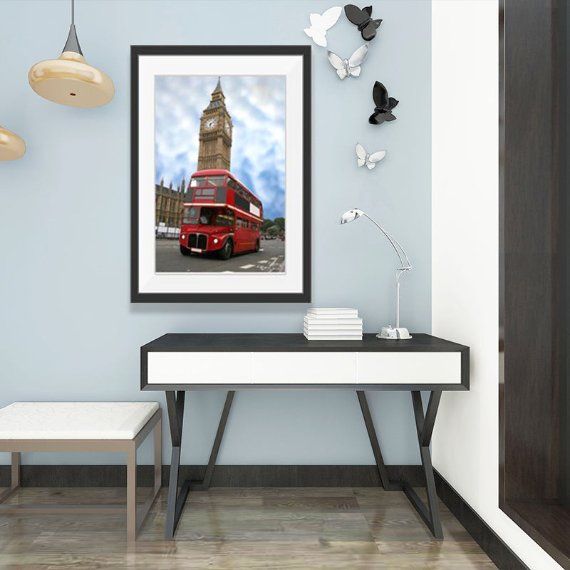 Vivolux | Urban London Street View Canvas Art Pastellfarben Dekor Bus und Architektur Druck Wanddekoration