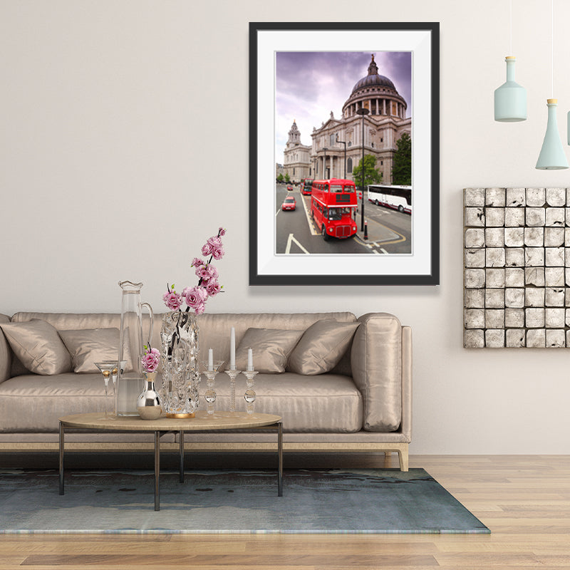 Vivolux | Urban London Street View Canvas Art Pastellfarben Dekor Bus und Architektur Druck Wanddekoration