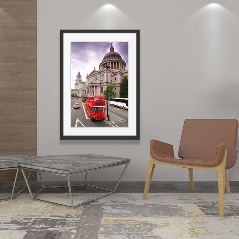 Vivolux | Urban London Street View Canvas Art Pastellfarben Dekor Bus und Architektur Druck Wanddekoration