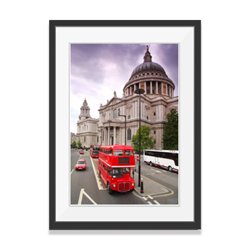 Vivolux | Urban London Street View Canvas Art Pastellfarben Dekor Bus und Architektur Druck Wanddekoration