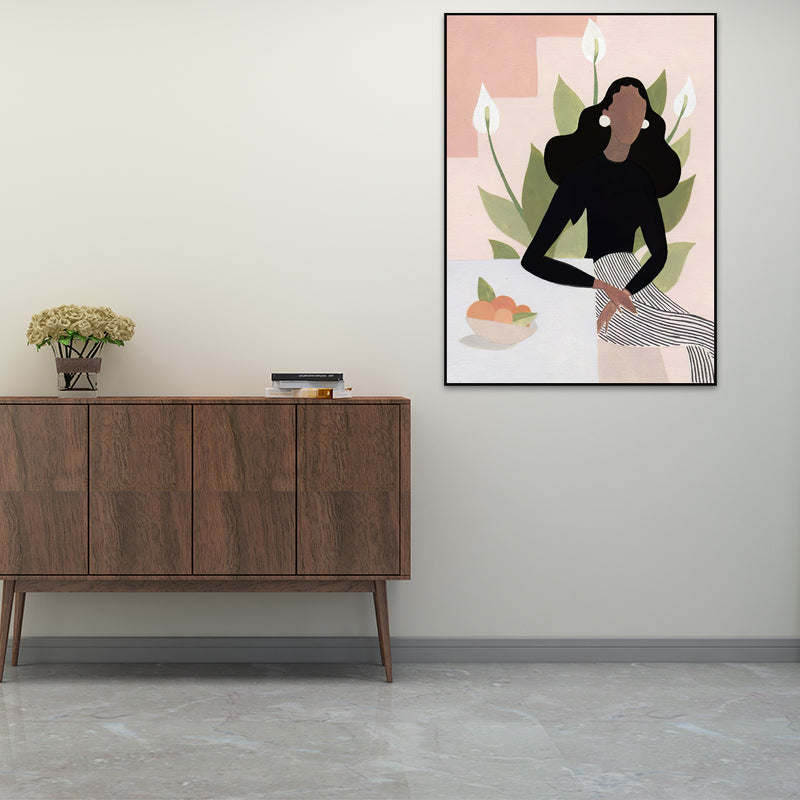 Vivolux | Texturiertes weiches Farbcanvas nordischer Stil Mode Frauen Wandkunstdruck für das Schlafzimmer
