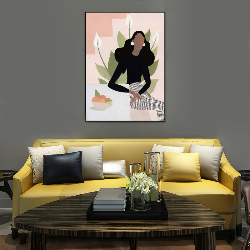 Vivolux | Texturiertes weiches Farbcanvas nordischer Stil Mode Frauen Wandkunstdruck für das Schlafzimmer