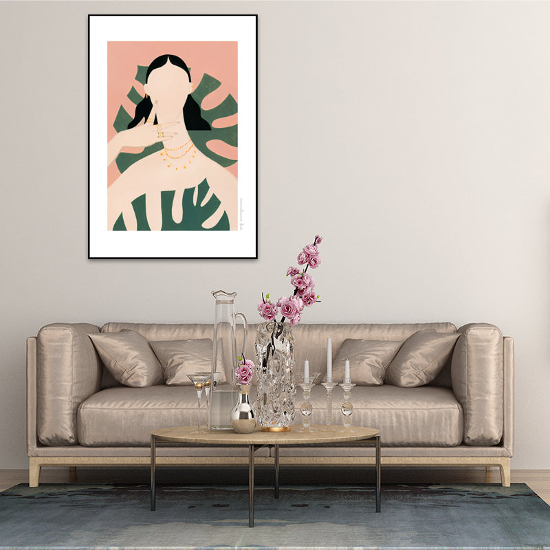 Vivolux | Texturiertes weiches Farbcanvas nordischer Stil Mode Frauen Wandkunstdruck für das Schlafzimmer