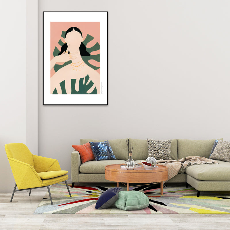 Vivolux | Texturiertes weiches Farbcanvas nordischer Stil Mode Frauen Wandkunstdruck für das Schlafzimmer