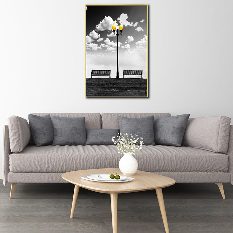 Vivolux | Nostalgische Straatlamp Wandkunst Decor voor Gang Stilleven Canvasprint in Zwart-Wit