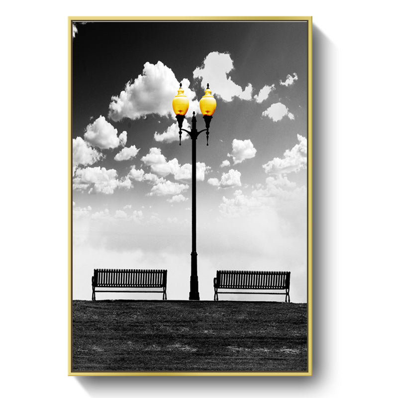 Vivolux | Nostalgische Straatlamp Wandkunst Decor voor Gang Stilleven Canvasprint in Zwart-Wit