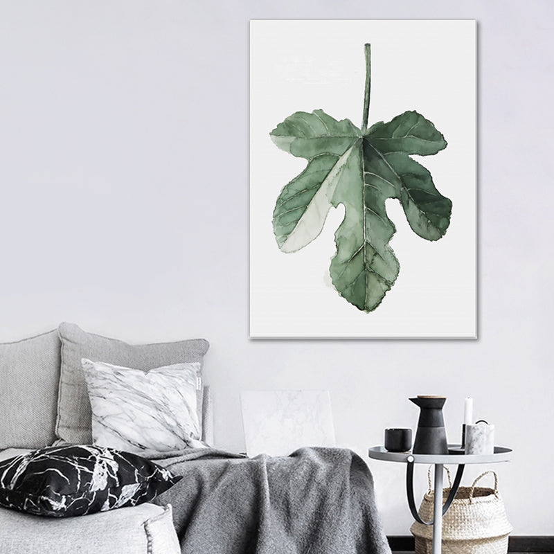 Vivolux | Tropical Leaf Pattern Wall Art Green Living Room Canvas Print, Textured Surface