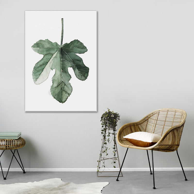 Vivolux | Tropical Leaf Pattern Wall Art Green Living Room Canvas Print, Textured Surface