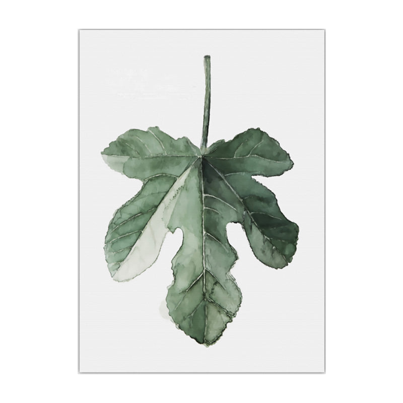 Vivolux | Tropical Leaf Pattern Wall Art Green Living Room Canvas Print, Textured Surface
