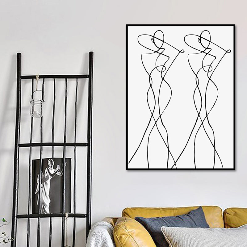 Vivolux | Weiße Umarmung Figuren Wanddekoration Texturiert Skandinavischer Stil Jungen Schlafzimmer Leinwand
