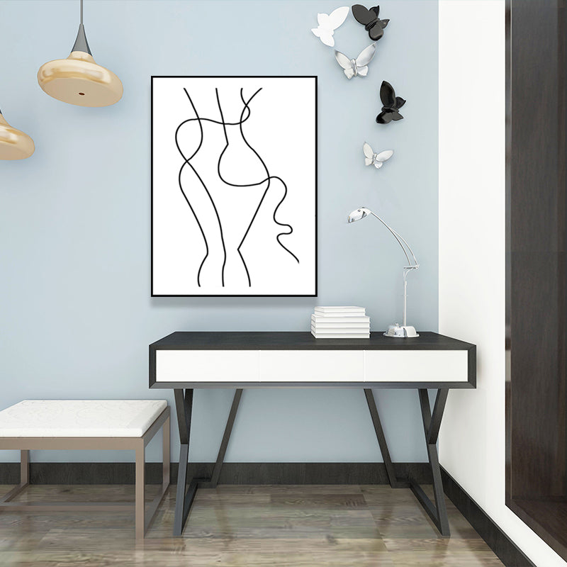 Vivolux | Nordic Painting Weiße Kohlezeichnungen Charakterporträt Wandkunst Drucken, Mehrere Größen