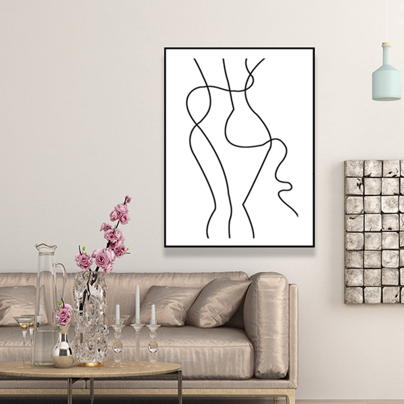 Vivolux | Nordic Painting Weiße Kohlezeichnungen Charakterporträt Wandkunst Drucken, Mehrere Größen