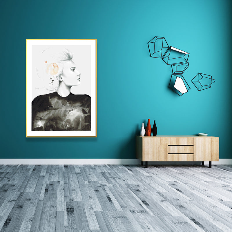 Vivolux | Texturierte Figur und botanische Malerei Leinwand Glam Style Wandkunst Dekor für Badezimmer