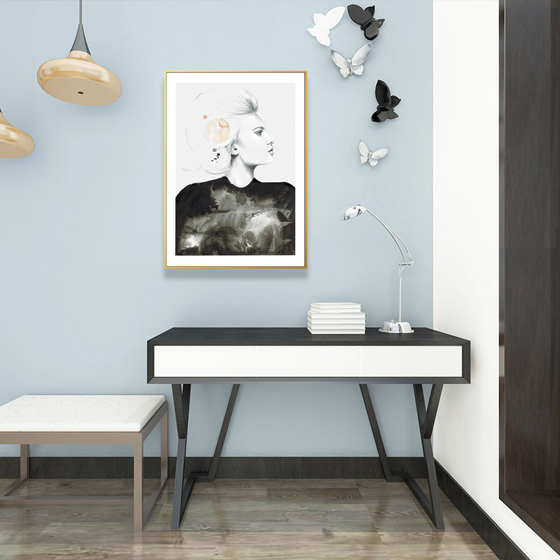 Vivolux | Texturierte Figur und botanische Malerei Leinwand Glam Style Wandkunst Dekor für Badezimmer