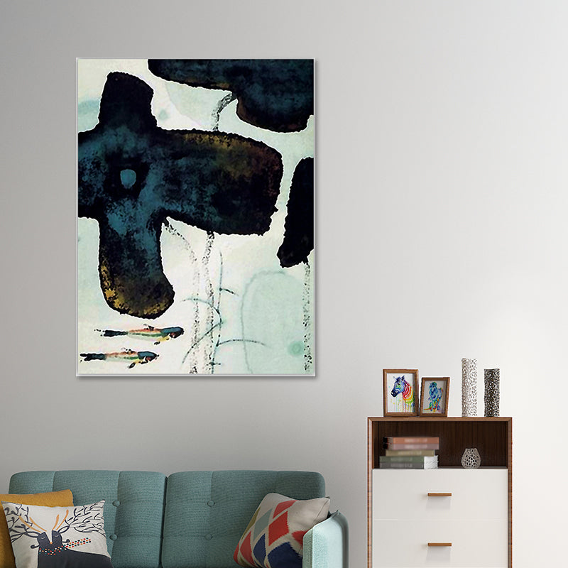 Vivolux | Traditioneller Lotus-Teich-Leinwanddruck Dunkle Farbe Texturierten Wandkunst Dekor für Wohnzimmer