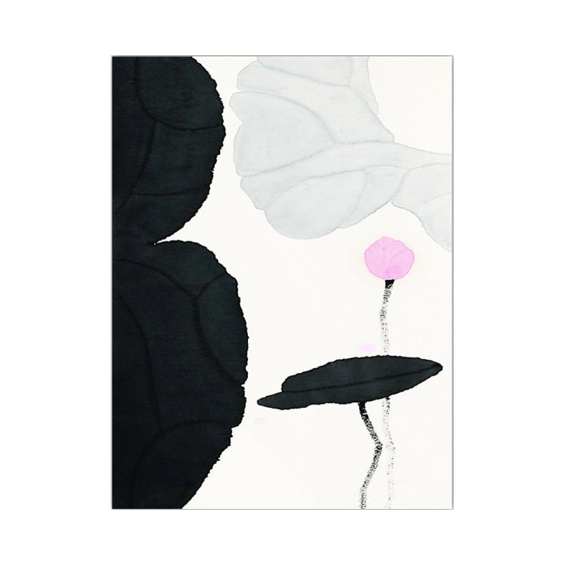 Vivolux | Traditioneller Lotus-Teich-Leinwanddruck Dunkle Farbe Texturierten Wandkunst Dekor für Wohnzimmer
