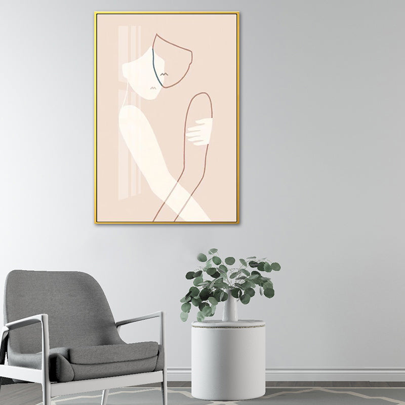 Vivolux | Nordic Style Umarmende Figuren Leinwand Pink Texturiert Wandkunst Druck für Wohnzimmer