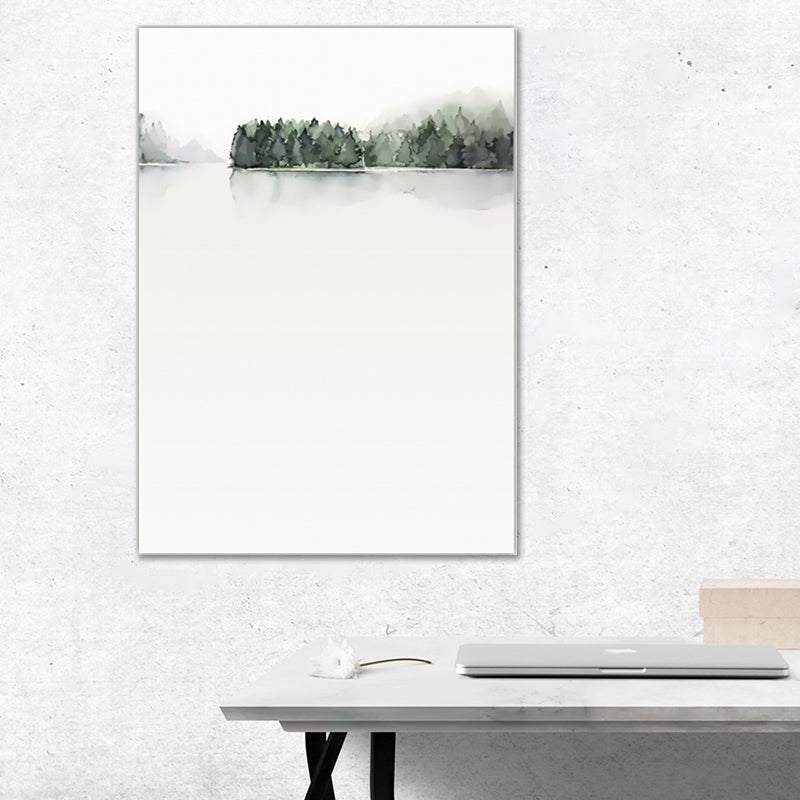 Vivolux | Riverside Forest Painting Canvas Texture Minimalist Living Room Wall Decoration in Gray
