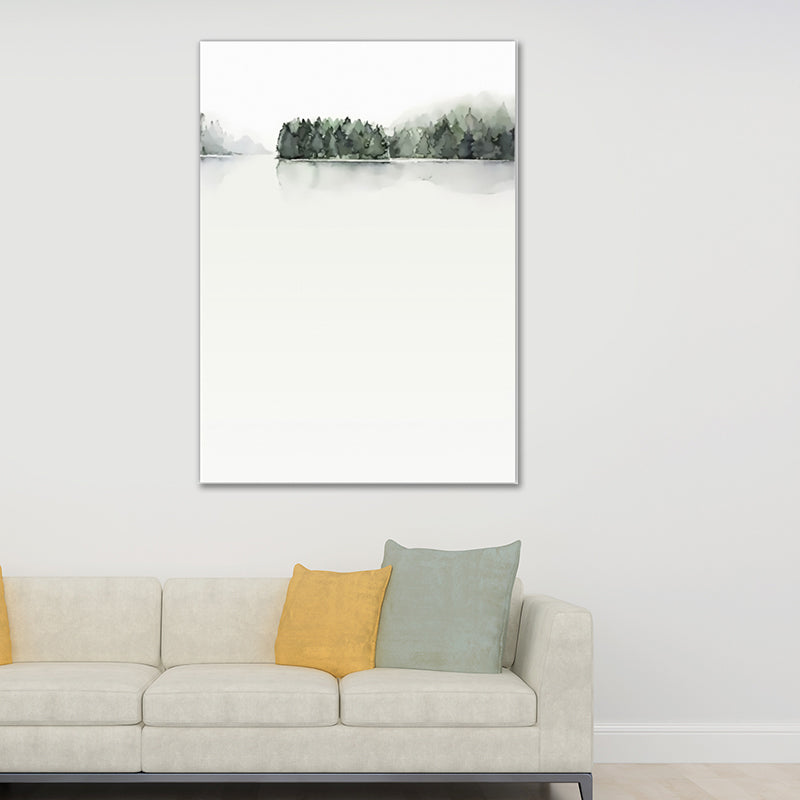 Vivolux | Riverside Forest Painting Canvas Texture Minimalist Living Room Wall Decoration in Gray