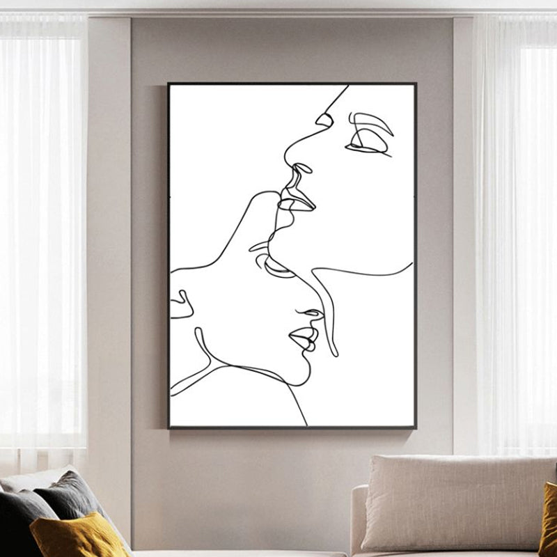 Vivolux | Nordic Style Charakter Muster Malerei Weiße Menschliche Kohlezeichnungen Wandkunst Druck