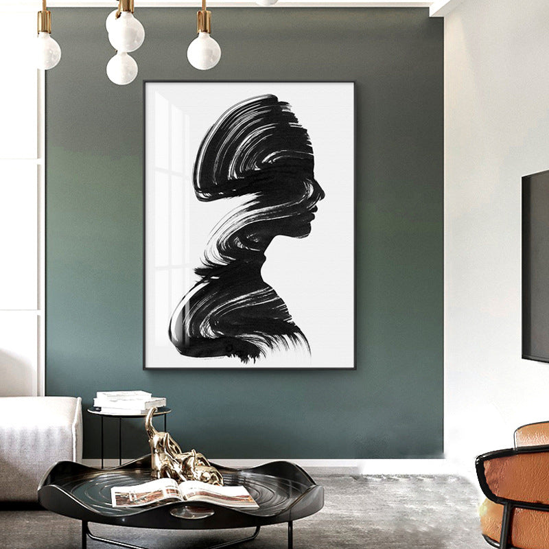 Vivolux | Pinselstrich Frauenmalerei minimalistische Leinwand Wandkunst Dekor in Schwarz und Weiß