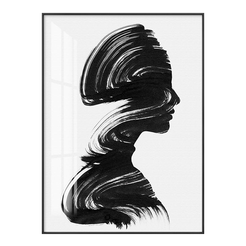 Vivolux | Pinselstrich Frauenmalerei minimalistische Leinwand Wandkunst Dekor in Schwarz und Weiß