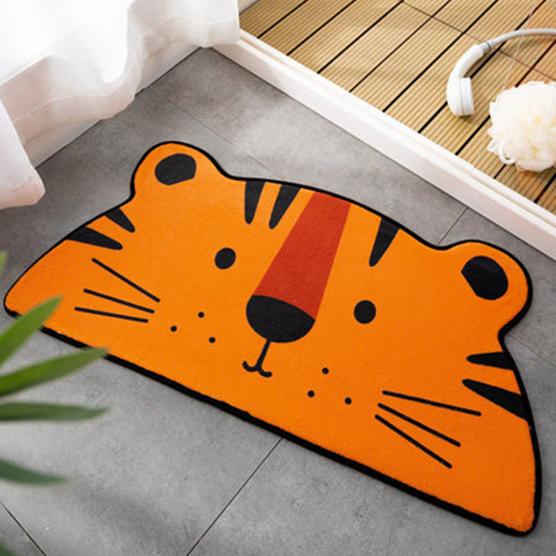Vivolux | Süßer Kinder unregelmäßiger Teppich in Orange und Pink Tier Tiger Fuchs Muster Teppich Polyester rutschfester Teppich für das Kinderzimmer