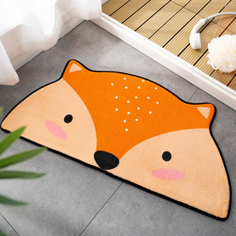 Vivolux | Süßer Kinder unregelmäßiger Teppich in Orange und Pink Tier Tiger Fuchs Muster Teppich Polyester rutschfester Teppich für das Kinderzimmer