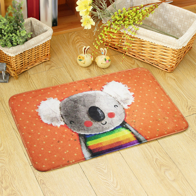 Vivolux | Schöner Kinderteppich in Orange und Grün Tier Bär Maus Muster Teppich Polyester Rutschfester Teppich für das Kinderzimmer