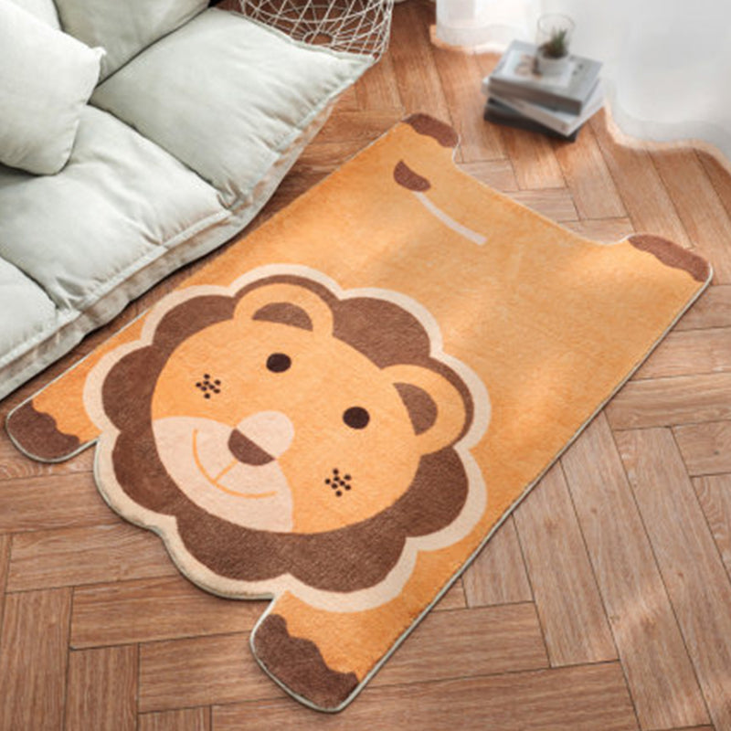 Vivolux | Uniek Kinderen Onregelmatig Tapijt in Wit en Roze Dieren Leeuw Panda Patroon Tapijt Polyester Antislip Vloerkleed voor Kinderen Kamer